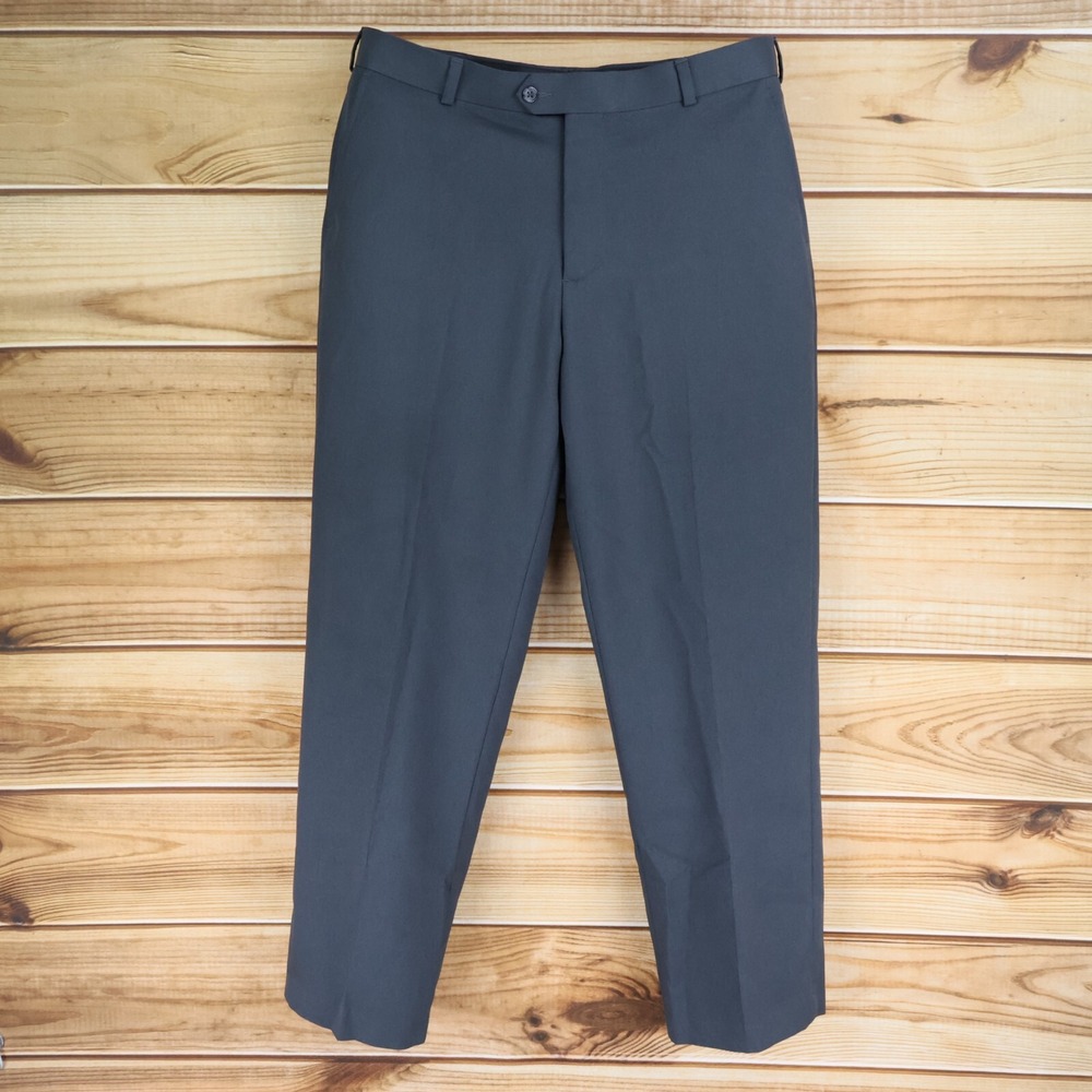 George Dress Pants Mens 36x31 Gray‎ Polyester Pockets Flat Front Business Career